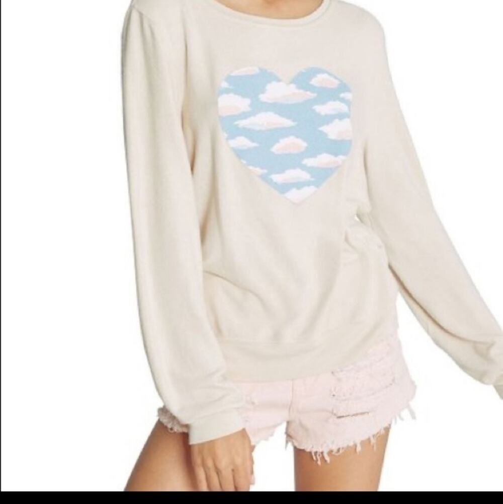 Wildfox Salt Light Hearted Clouds Baggy Sweatshirt Size M